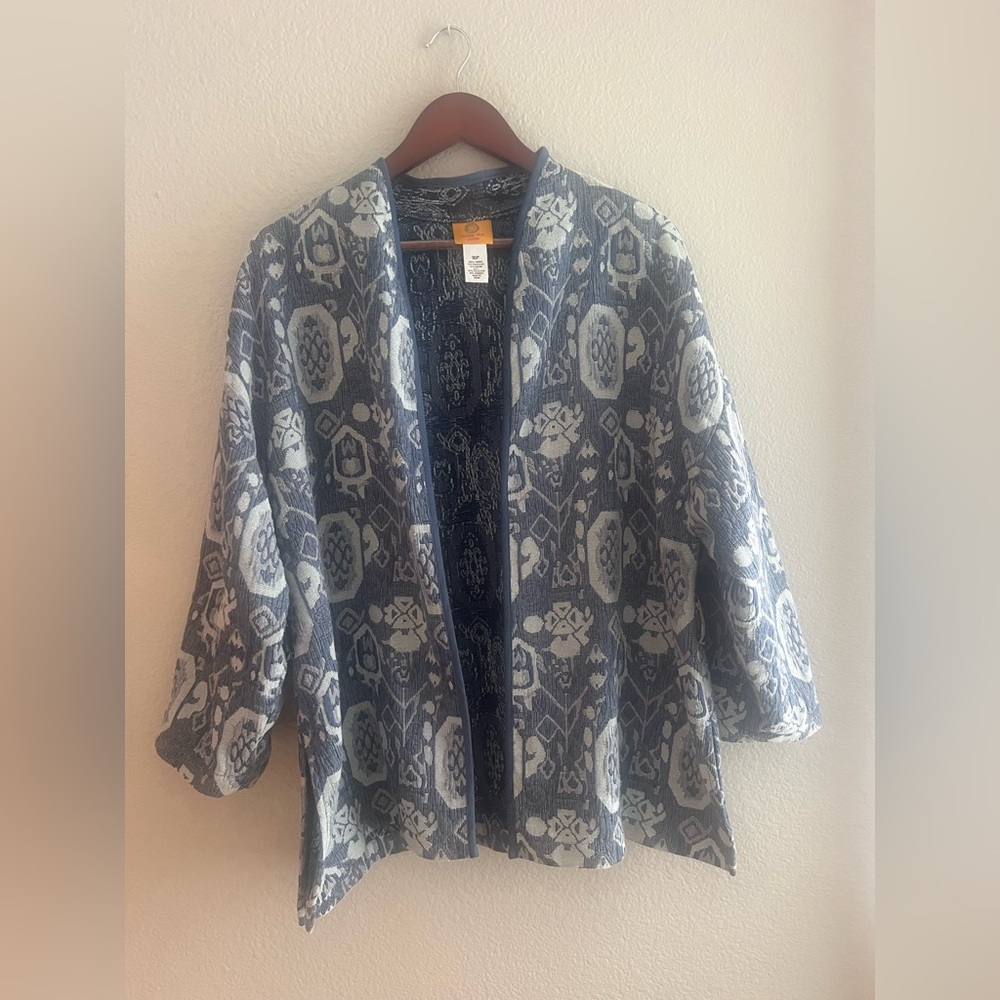 Ruby Rd Petite Open-Front Jacquard Jacket Size 16p - image 1